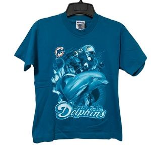 Vintage 90s Miami Dolphins Single Stitch Pro Player Boys Tee Size 10/12